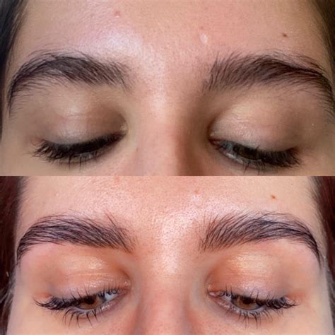 Before And After Brow Shaping Lamination And Tint Reyebrows