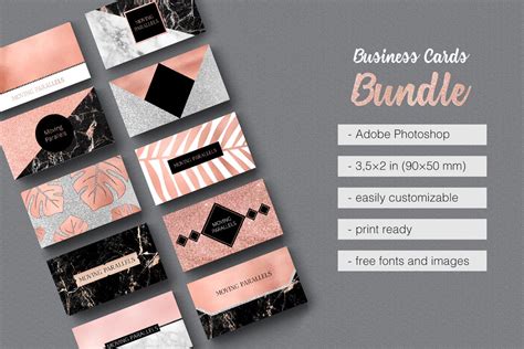 Get marble personalized business cards or make your own from scratch! Rose Gold Marble Business Cards Bundle