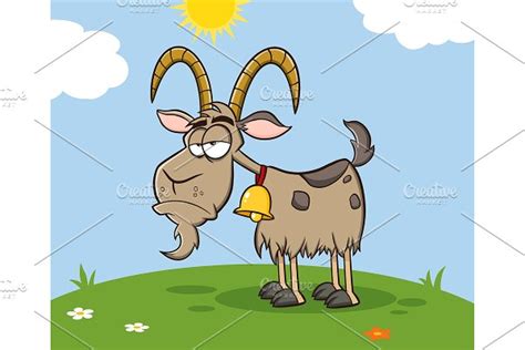 Grumpy Goat Cartoon Mascot Character Pre Designed Photoshop Graphics ~ Creative Market