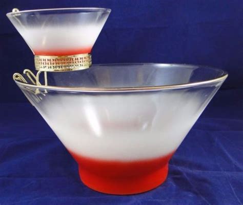 Vintage Blendo West Virginia Glass Co Chip And Dip Set Atomic Red Clear