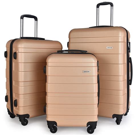 Luggage Set Spinner Trolley Suitcase Hard Shell Carry On Champagne