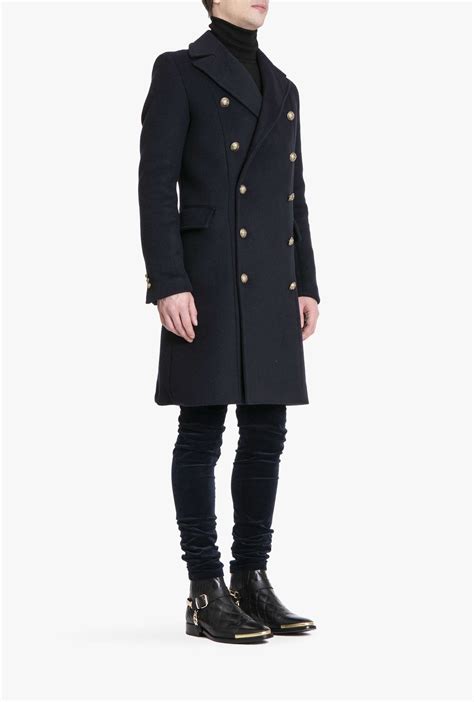 Wool And Cashmere Blend Double Breasted Overcoat Mens Coats Balmain