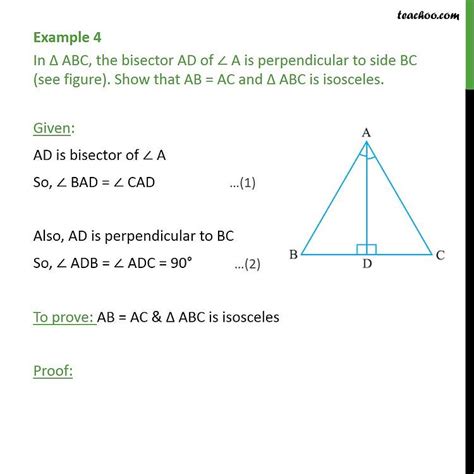 Example 4 In Triangle Abc The Bisector Ad Of Angle A Is Perpendicul