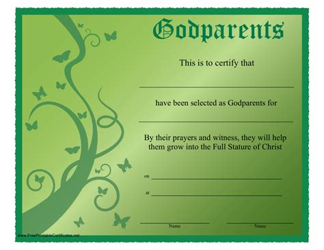 Godparents Certificate Templates