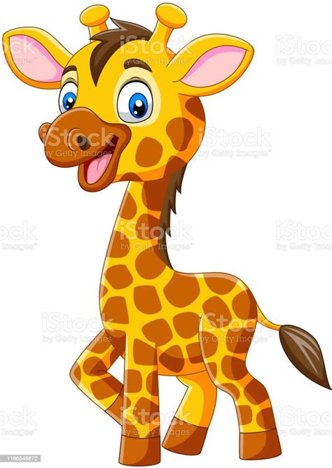 Cute Giraffe Cartoon Isolated On White Background Stock Illustration
