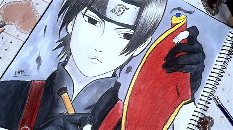 رسم ساي أنمي Naruto Shippuuden خطوة بخطوة بالرصاص والتخطيط والتلوين