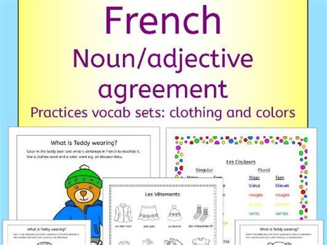 French Clothing And Colors Noun Adjective Agreement Practice