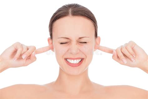 woman with fingers in ears stock image image of girl 40165611