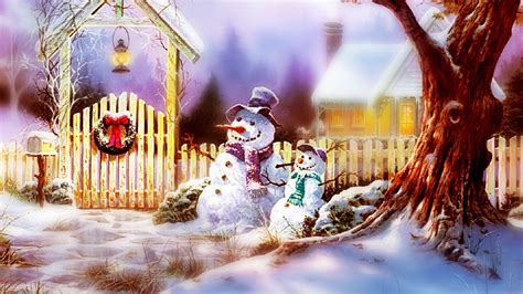 Christmas Snowmen Wallpaper For Desktop 1920x1080 Full Hd