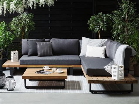 Hi all, these original and perfect wooden sofa set design will give a original look at your garden. Garden Sofa Set Grey and Light Wood MYKONOS | Beliani.co.uk