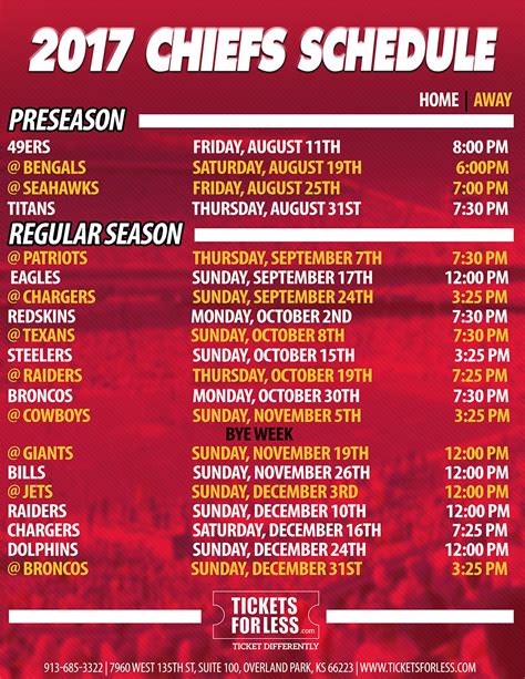 I might do this if i hear that it's good! 2017 Chiefs Printable Schedule - Kansas City Chiefs Schedule