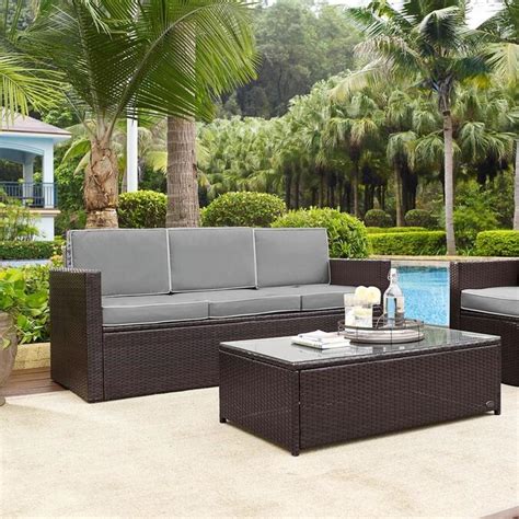 Relax outside while enjoying the outdoor metal side table from crosley. Crosley Furniture Palm Harbor Wicker Outdoor Sofa with ...