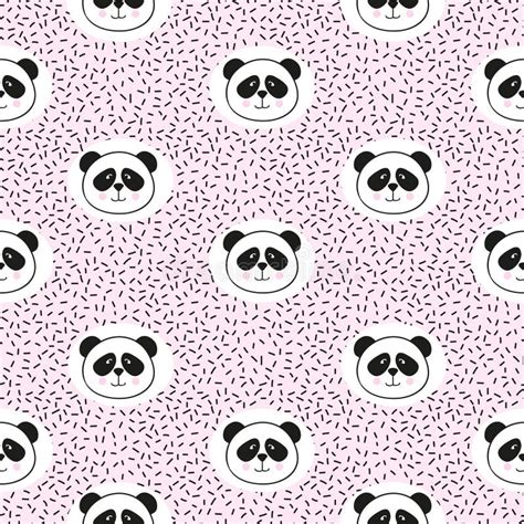 Seamless Cute Panda Pattern On Pink Stock Vector Illustration Of