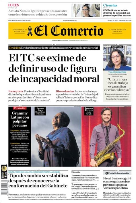 Newspaper El Comercio Peru Newspapers In Peru Todays Press Covers
