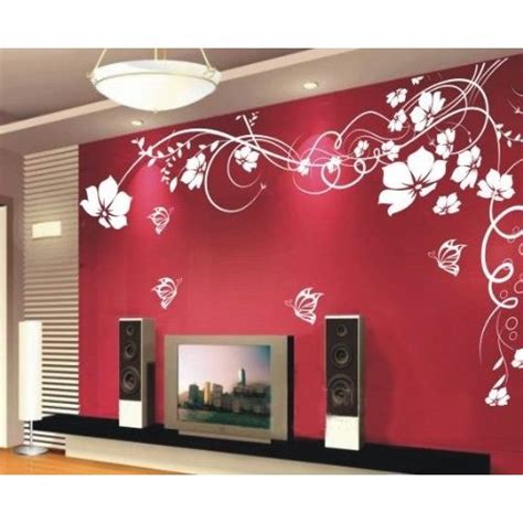 Bpago modern wall decor landscape paintings on canvas wall art for living room bedroom home office bathroom decorations 3pcs stretched and framed ready to. Wall Sticker Wall Decor Flowers with Butterfly and Vines for Tv Background Bedroom: Amazon.com ...