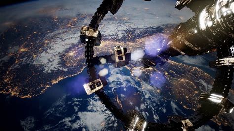 4k Flight Of The International Space Station Above The Earth Stock