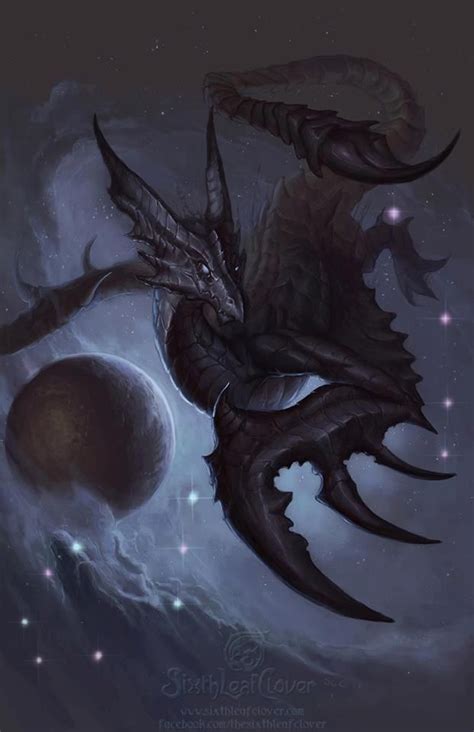 An Image Of A Dragon In The Sky With Stars And Planets Around Its Neck