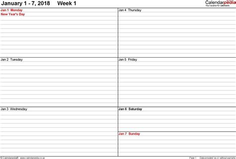 5 Week Calendar Template Free Calendar Template Weekly Planner