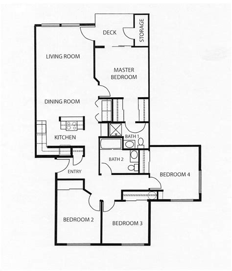 4 Bedroom 3 Bath House Plans Homes Floor Plans