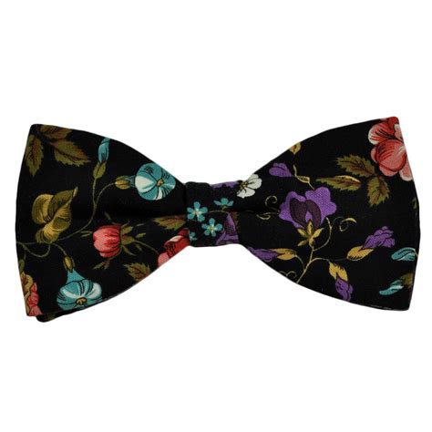 Autumn Floral Patterned Black Bow Tie From Ties Planet Uk