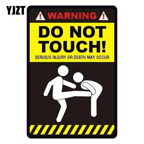 Yjzt 10 14 7cm Warning Do Not Touch Funny Retro Reflective Car Sticker