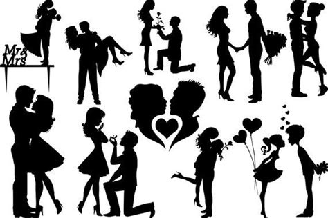 Romantic Couples Silhouettescouple Svgvalentines Day Svglove Silhouette Svgcouple Loversmr