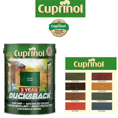 Cuprinol 5 Year Ducksback Garden Shed And Fence Paint 5l All Colours In