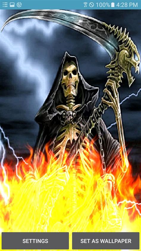 Descarga De Apk De Lightning Grim Reaper Fire Skull Live Wallpaper Para