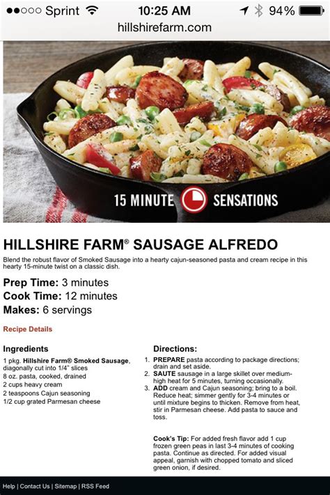 Hillshire Farms Sausage Alfredo 15 Minutes Hillshire Farm Sausage