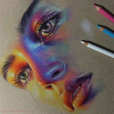 🌕 Gorgeous Portrait With Colored Pencils Swipe To See Step By Step 👉 😁