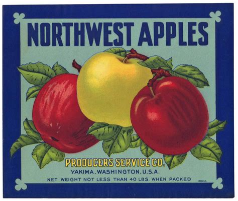 Northwest Apples Brand Vintage Washington Apple Crate Label Thelabelman
