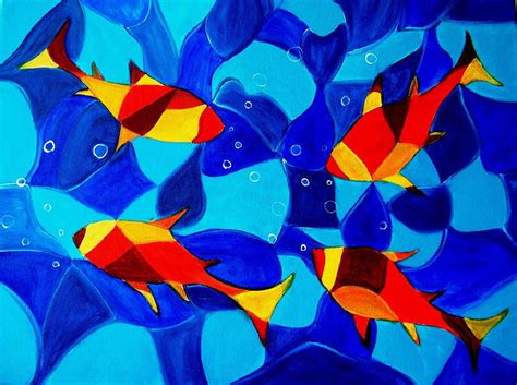 Joy Fish Abstract Painting By Manjiri Kanvinde