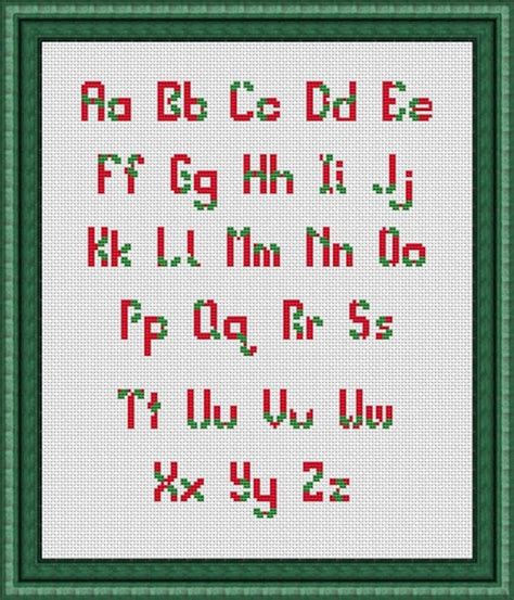 christmas alphabet counted cross stitch pattern in pdf for etsy