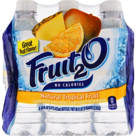 Fruit2o Flavored Water Beverage Natural Tropical Fruit 16 Fl Oz