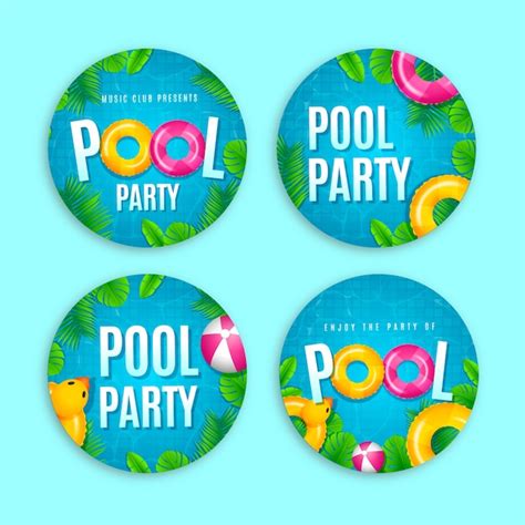Free Vector Pool Party Labels Template