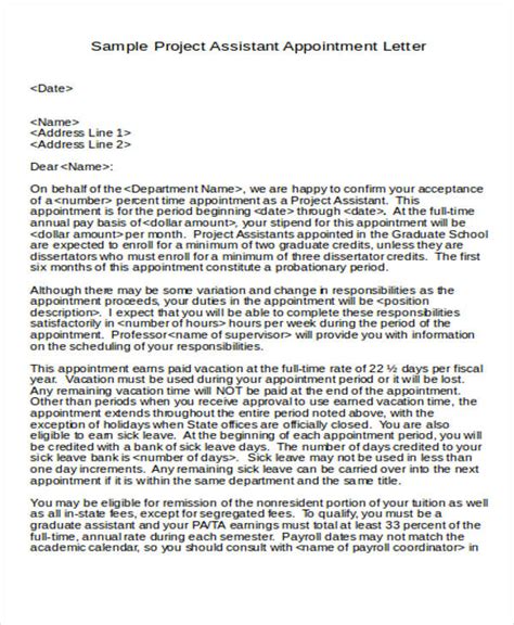 Model of cfo appointment letter this letter of appointment can prove to be very handy in case you have reached out an agreement with some employee whom you are appointing in your company collectively together. FREE 27+ Sample Appointment Letter Templates in PDF | MS Word | Pages | Google Docs