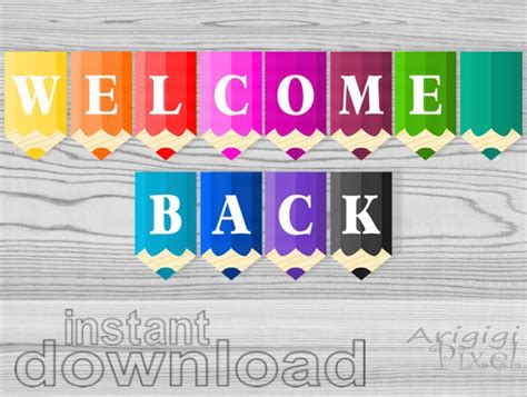 Welcome Back Printable Banner Colored Pencils Classroom - Etsy