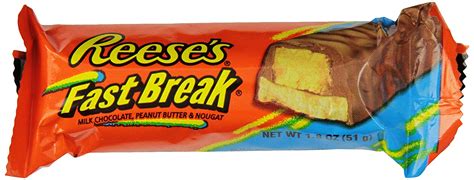 reese s fast break candy bar milk chocolate covered peanut butter and nougat candy bar 1 8
