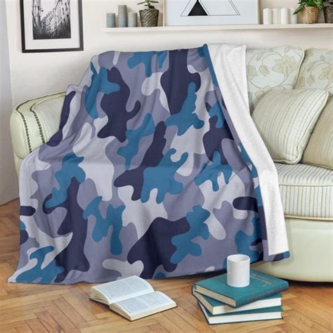 Camo Blanket Blue Camouflage Blanket Camo Throw Blanket Etsy
