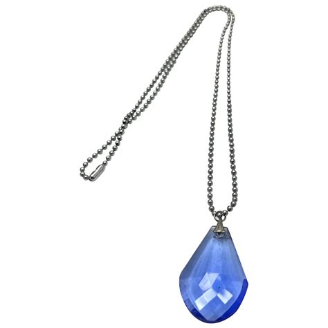 Vintage Blue Glass Faceted Pendant Necklace Ruby Lane