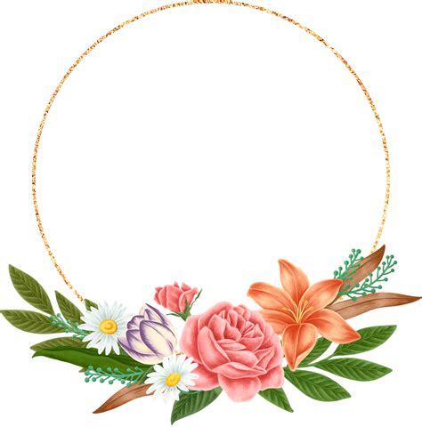 Floral Color Round Frame PNG Image - HD Transparent Frame PNG Free