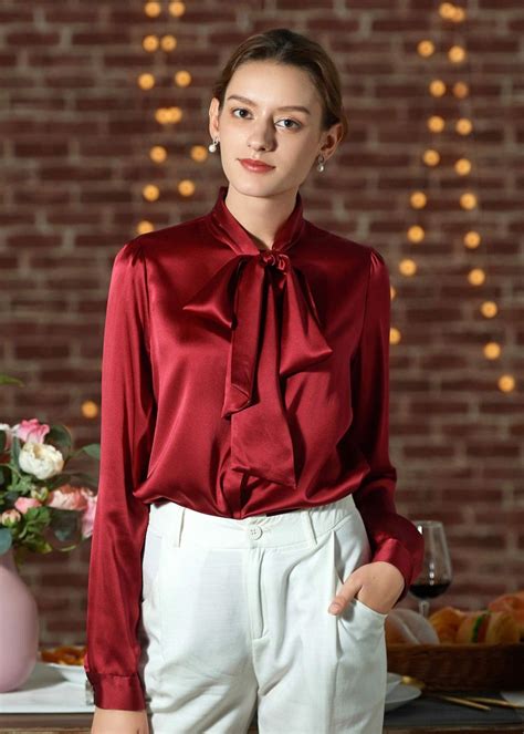 bow tie neck silk blouse womens silk blouses silk shirt outfit blouse