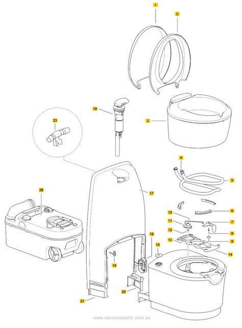 Spare Parts Diagram Thetford C224cw Cassette Toilet Caravan Parts