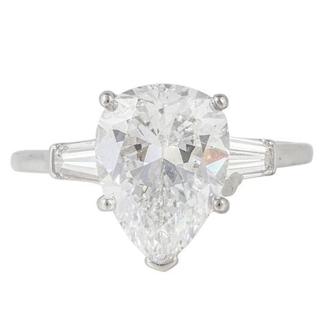 344 Carat Pear Shaped Diamond Platinum Engagement Ring For Sale At 1stdibs