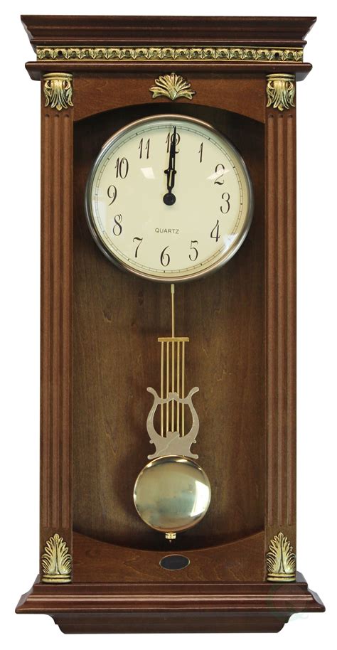 New Uniquewise Traditional Wood Wall Pendulum Clock Walnut Finish