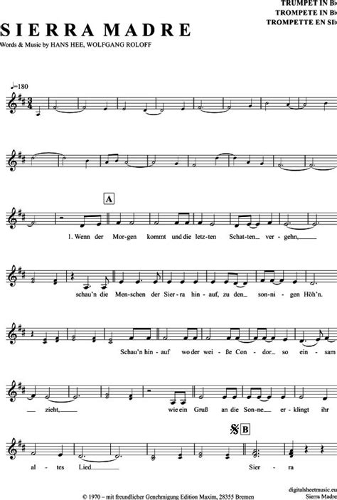 Gemischter chor (sab) a cappella. Sierra Madre (Trompete in B) Schürzenjäger [PDF Noten ...