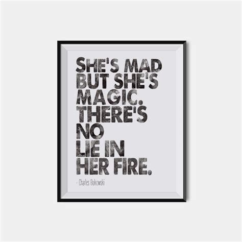 Charles Bukowski Print Literary Quote Poster Shes Mad Etsy