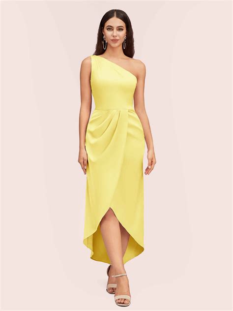 Lemon Satin Bridesmaid Dresses (Rush Service Available) - Cetims