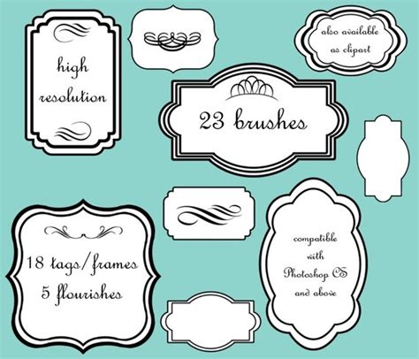 A Bunch Of Frames And Labels With The Words Brushes Written In Black