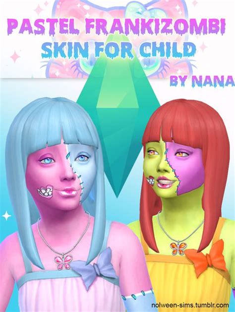 Pastel Zombi Skin For Child By Nana At Nolween Sims Sims 4 Sims 4 Mods